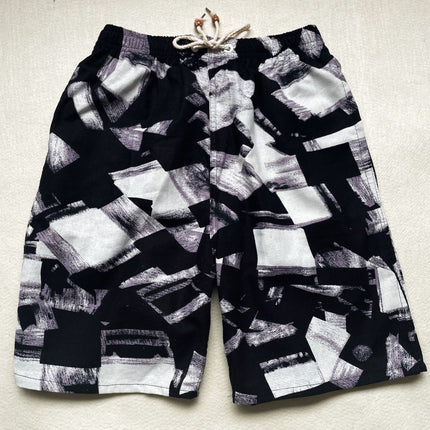 Summer new cotton and linen printed five-point men's beach pants casual sports loose plus size shorts men's thin fashion