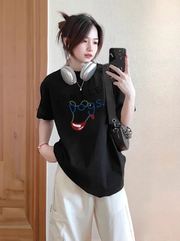 White Short-Sleeved Women's T-Shirt 2026 New Popular Loose-Fitting Women's Pure Cotton Base Shirt for Layering Half-Sleeve Summer Top