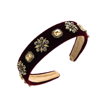 European and American Retro Elegant Elegant Hair Band Alloy Rhinestone Pearl Wide Edge Hair Card Internet Celebrity All-match Pressure Hair Headband Hair Accessories