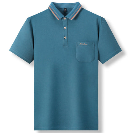 Dial Mouse Men's Summer New Men's Short-Sleeved Lapel Solid Color Polo Shirt Business Pocket Pure Cotton T-Shirt Top