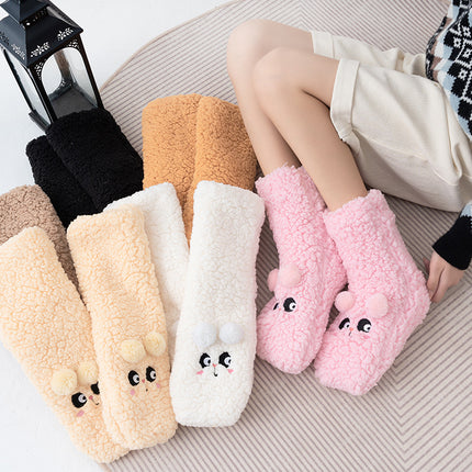 Lamb Wool Socks for Women, Thickened for Warmth, Foot Warmers for Sleeping in Bed in Winter, Home Dormitory Anti-Slip Socks