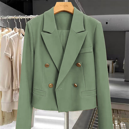 Women's Blazer 2026 Coffee Color Autumn New Style Foreign Trade Elegant Street Style Short Petite Casual Suit for Women