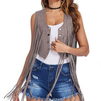 Long tassel short vest gray / S