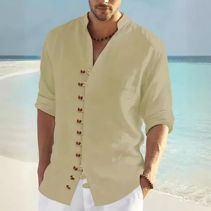 2024 Cross-border Hot Sale Men's Casual Collar Long Sleeve Button Cardigan Shirt Cotton Spinning Hot Sale .... On Sale