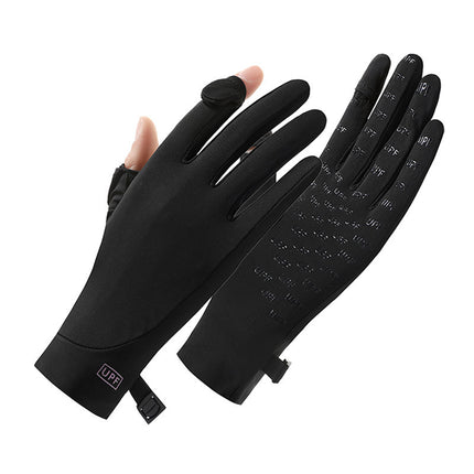Sun Protection Gloves for Women in Summer Outdoor Sports Cycling Cool Thin Non-Slip Finger Leakage Ice Silk Gloves Anti-Uv F4