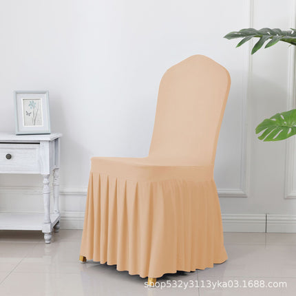 Chair Cover Thickened Stretch Pleated Skirt Dining Chair Cover Hotel Wedding Banquet Event Stool Cover Hotel Cloth