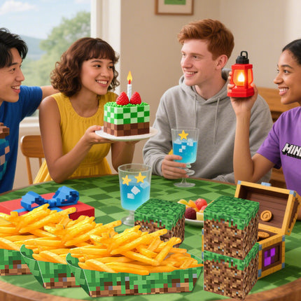 Cross-Border Minecraft Pixel Theme French Fries Box Outdoor Party Snack Box Pixel Sandbox Decorative Square Box