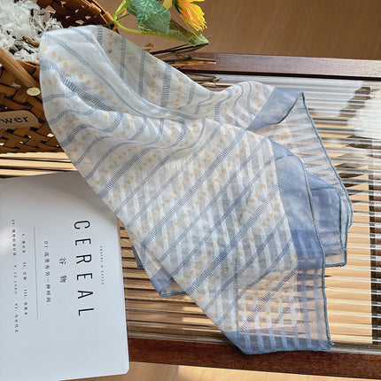 Celebrity style cotton and linen square scarf women's 58cm lightweight breathable small scarf Beautiful atmosphere photography accessories headscarf