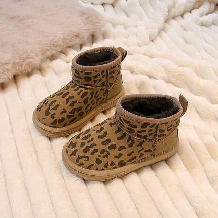 Girls' Snow Boots 2025 Winter New Style Children's Leather Waterproof Cotton Boots with Fleece Lining and Thickened for Boys and Girls Northeast Cotton Shoes