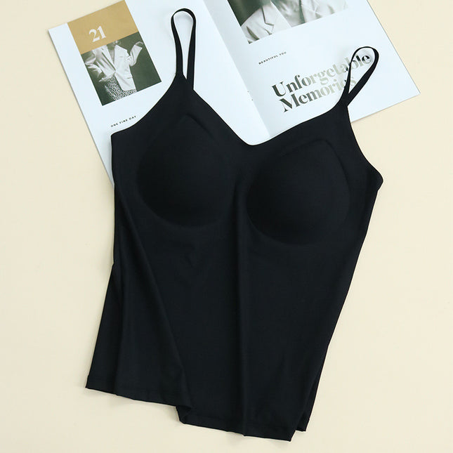 Tang Ge Spring and Summer Silk Fit Women's Bottoming Camisole High Elasticity Loose Mulberry Silk Lined Cup Integrated