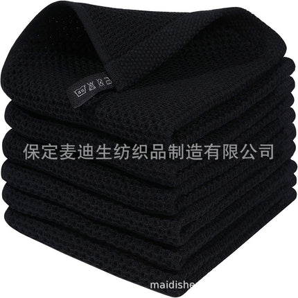 Cross-border Amazon pure cotton honeycomb kitchen dishwashing square towel can be suit with hook waffle square towel generation sticker code