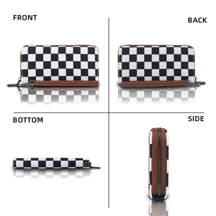 2025 cross-border hot-selling simple high-level feeling checkerboard wallet with RFID function splash-proof coin purse card case