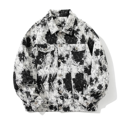 Ola's New Autum Style Uses All-Over Printed Pattern Lapel Cardigan Niche Design Trendyy Handsome Chic Unique Jacket