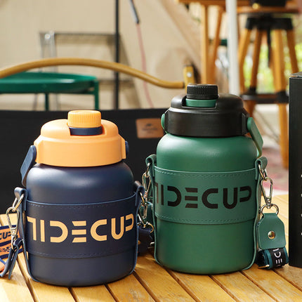 in stock 316 Stainless Steel Large Capacity Thermos Pot Portable Lacquer Straw Water Cup Student Outdoor Sports Kettle