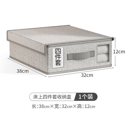 Cross-border Non-woven Bed Sheet Storage Box with Lid Window Foldable Household Wardrobe Clothes Arrangement Storage Box