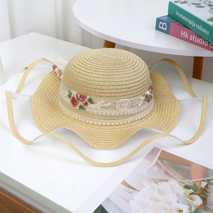 [Great Value] French Style Socialite Flat Top Hat 2025 New Summer Elegant Pearl String Sunshade Woven Straw Hat