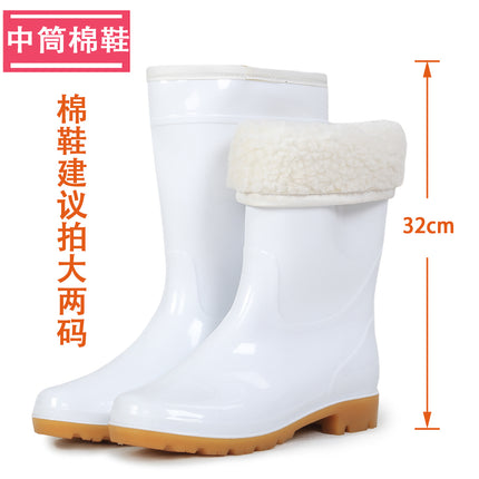 White high-heeled rain boots waterproof, oil-proof, acid-resistant and alkali-resistant food Special rain boots with beef tendon sole water shoes non-slip rain boots wholesale