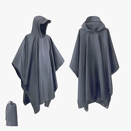 Outdoor Adult Poncho Raincoat for Hiking, Mountaineering, Fishing, Camping, Multifunctional 3-in-1 Tarp Ground Sheet Poncho