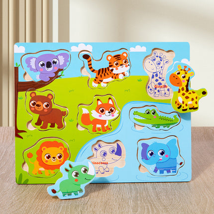 Cross-border Wooden Children's Early Education Interesting Enlightenment Cognition Matching Jigsaw Puzzle Exercise Hand-eye Coordination Educational Toys