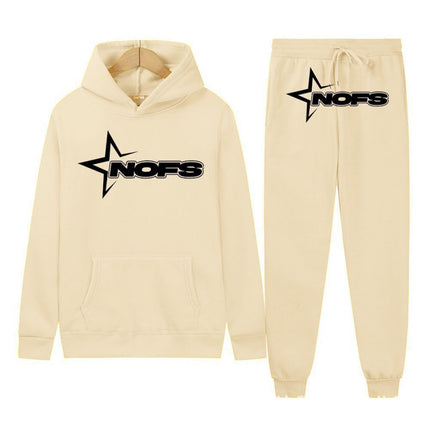 Y2K New Long Sleeve Noes Hoodie Suit Sweatshirt Two-Piece Punk Band Rock Clothing Streetwear