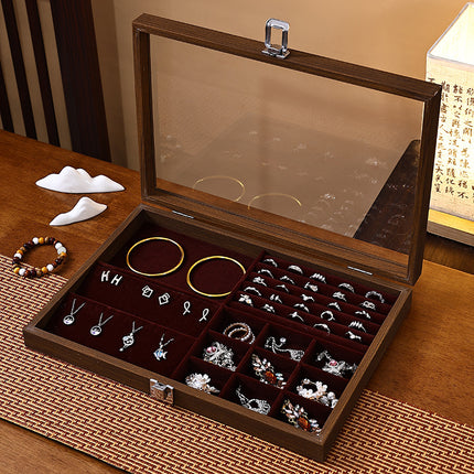 Walnut Jewelry Storage Box Ring Earrings Necklace Bracelet Box Solid Wood Large Capacity Anti-Oxidation Jewelry Display Box