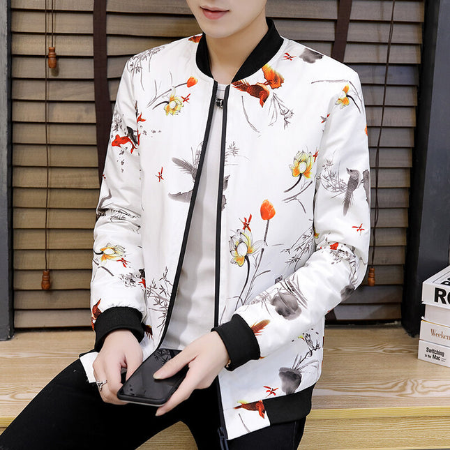 Korean style youth thin wolf head coat men's spring and autumn floral jacket men's foreign trade cross-border men's clothing wholesale