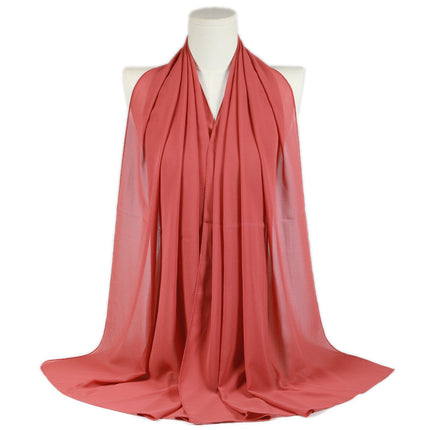 Solid Color Single Color Pearl Chiffon Scarf Malaysia Hot Selling Long Scarf Scarf Shawl Export Malaysia