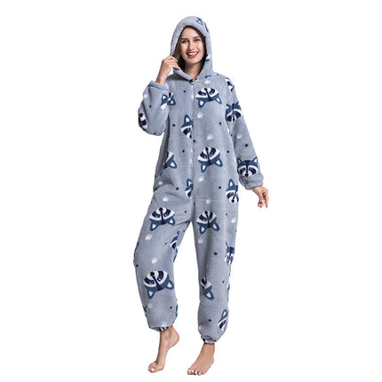 Mixed Wholesale Autumn and Winter Cotton Velvet Animal Cartoon Siamese Pajamas Thickened Men and Women Couple Home Clothes Tianma Adult