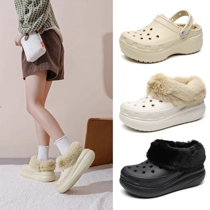 Wholesale hole shoes winter liner fur cover fleece-lined heel belt warm plush men and women detachable shoe cover shoelaces