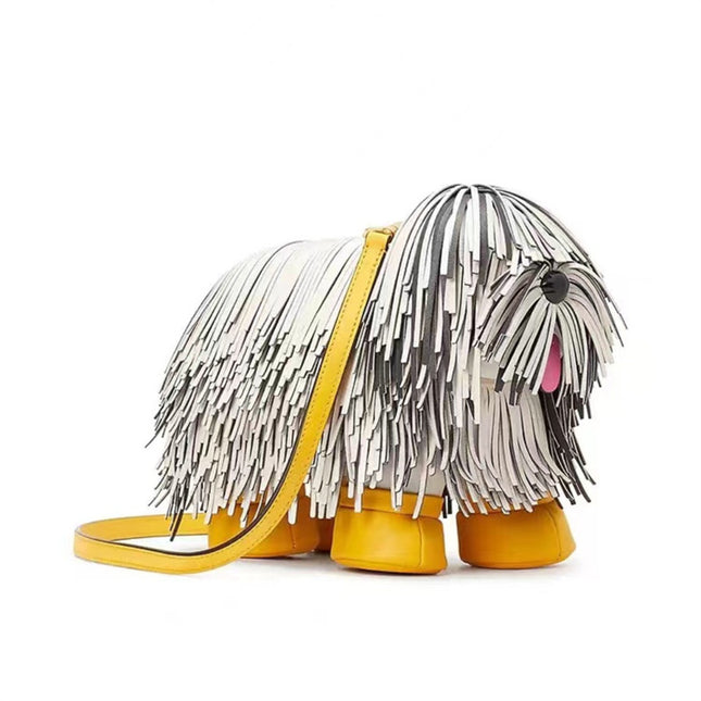 Cute Creative Funny Dog Handbag New Personality Design Shepherd Dog Tassel Puppy Shoulder Crossbody Bag