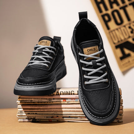 Men's Shoes 2026 Spring New Versatile High-End Flat Shoes Men's Height-Increasing Casual Work and Sports Shoes