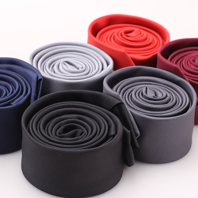 New men's accessories wholesale Japan and Korea solid color narrow tie groom wedding casual monochrome glossy 5cm small tie