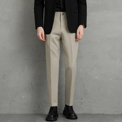 Summer New Men's Casual Trousers Korean Style Small Leg Light Business Men's Trousers Dress Pants Cropped