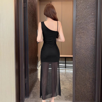 One-Shoulder Evening Dress 9333 Nightclub Sexy Dress Slimming Look Elegant Foot Bath Massage Technician Work Clothes