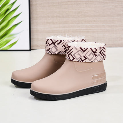 Short Rain Boots Women's Fashionable Outer Wearing Water Shoes Short Rain Boots Low-top fleece-lined Low-barrel overshoes Anti-slip Cross-border Wholesale