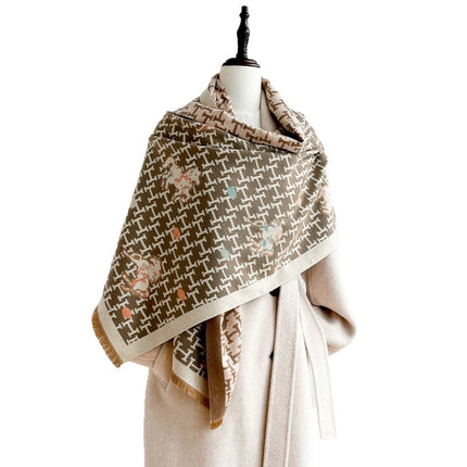 Shawl for Winter Outer Wear, High-End and Versatile Imitation Cashmere Thickeneded Warm Scarf, Office Air-Conditioned Room Windproof Scarf