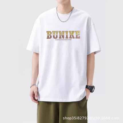 High-end three-pin cotton short-sleeved T-shirt men's three-dimensional flocking brushed silicone design top American fashion brand T-shirt
