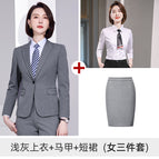 light gray jacket vest skirt (women's three-piece) / S
