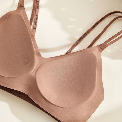 Light Luxury Silk and Satin bra Cross Beautiful Back Thin Soft Support Letter Shoulder Bra Live Daifa Underwear Foreign Trade Cross