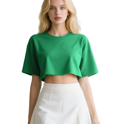 European Size Ins Pure Cotton Sexy Crop Top Loose Women's Short Sleeve T-Shirt with Logo Printed Same Day Shipping Crop Top