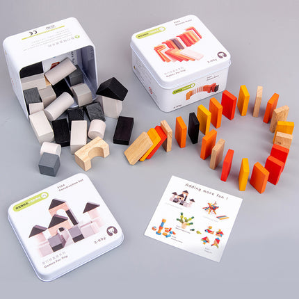 Children's Montessori Iron Boxed Toys 2-6 Years Old Baby Educational Enlightenment Early Education Building Blocks Rubik's Cube Top Wooden Puzzle