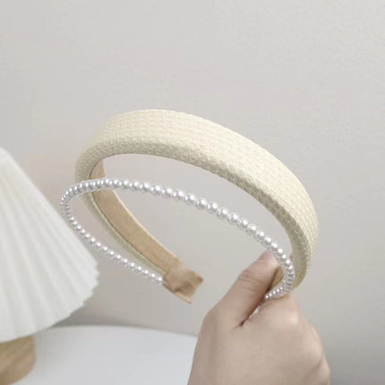 Korean version of spring and summer new style small fragrance double-layer pearl sponge hairband simple high Skull top sweet pressure hair accessories wholesale
