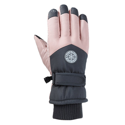 Winter Ski Gloves for Men and Women, Velvet Warm Outdoor Electric Vehicle Riding Waterproof Student Finger Touch Screen Gloves