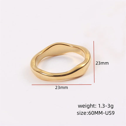 St.Delan 18K Gold Ring, Wavy Irregular Ring, Simple and Fashionable Stainless Steel Ring Batch