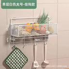 White large hook storage basket-with stickers * 2 pieces