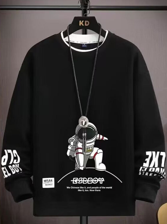 Junior High School Student Sweatshirt Men's T-Shirt Inner Wear Youth Spring & Fall New Style High School Student Spring Bottoming Shirt Big Children's Men's Clothing