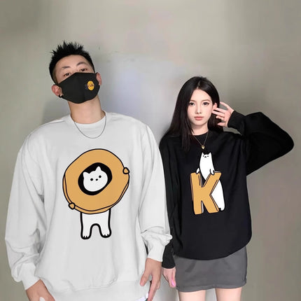 High-grade oversize Men's and Women's Top Special Couple Clothing Autumn and Winter fleece-lined Round Neck Sweat Fashion Brand Class Clothes