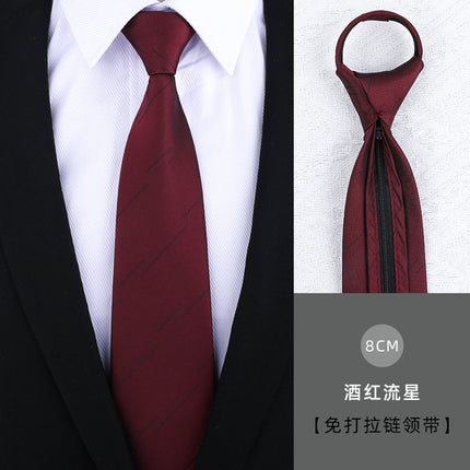 Dress Business Tie Men's and Women's Groom Wedding Black Zipper Korean Narrow No Lazy Striped Bow Tie Plaid