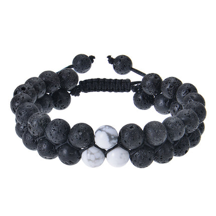 2025 Cross-border New Frosted Stone Tiger Eye Couple Bracelet Natural Stone Double-layer Woven Bracelet Adjustable Jewelry