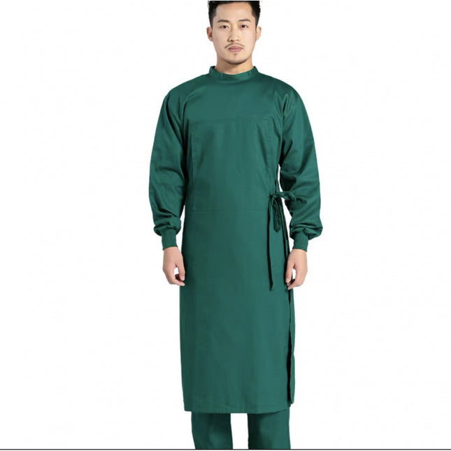 Pure Cotton Surgical Gown for Medical Professionals, Dental Implant Doctor Workwear, Green Scrub Suit, Surgical Gown for Professionals